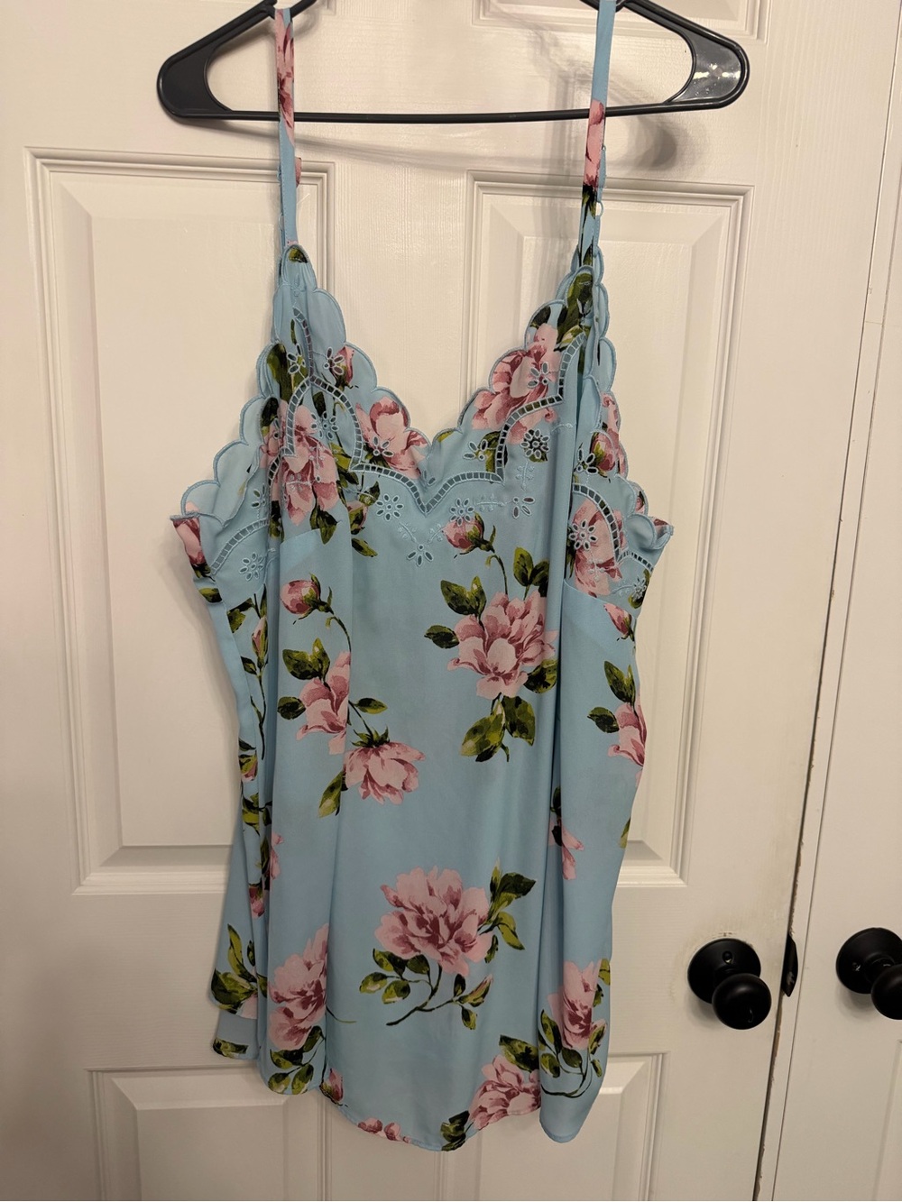 torrid Light Blue Floral Lace-Trim Satin Chemise